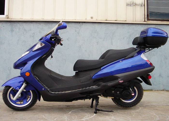 Vespa adulta azul del gas de dos linternas, vespa de motor 150cc con cuero real de 2 asientos