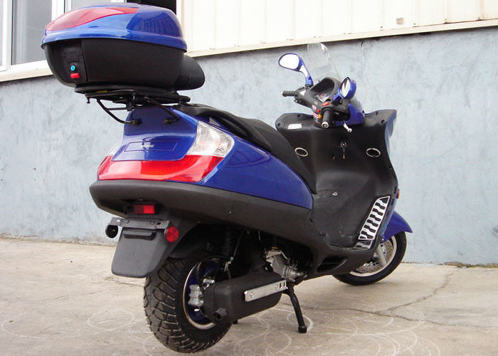 Vespa adulta azul del gas de dos linternas, vespa de motor 150cc con cuero real de 2 asientos