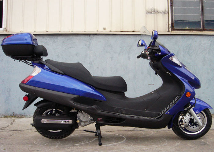 Vespa adulta azul del gas de dos linternas, vespa de motor 150cc con cuero real de 2 asientos