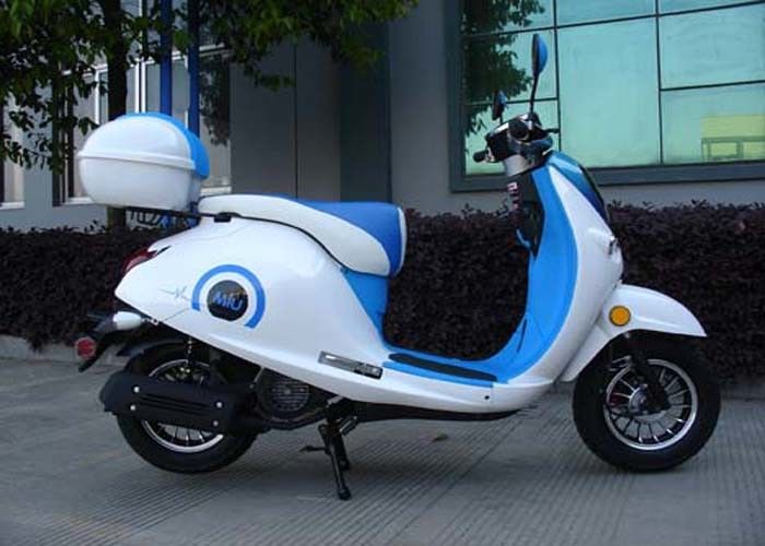 Mini vespa blanca/azul de la bici 50cc con dos espejos de la vista posterior/cajas de la parte posterior