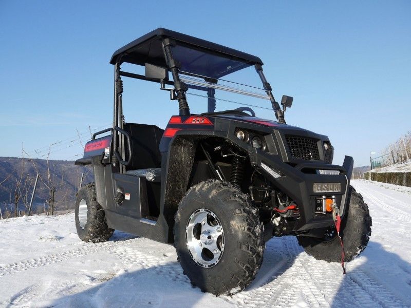 Vehículos utilitarios inclinables del gas del torno del cargador de UTV 250 con Efi - rojo, Windsheild y barra de remolque