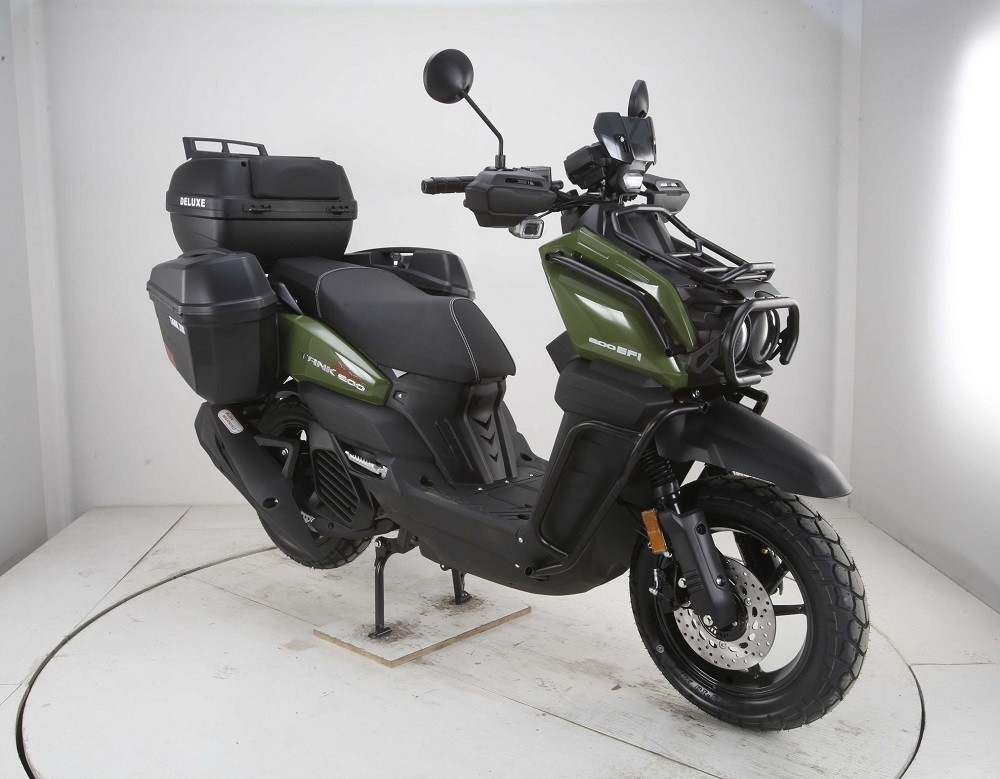 Nuevo Scooter estilo ejército 200 tanque 200 Efi modelo de lujo con neumáticos más grandes y portaequipajes laterales